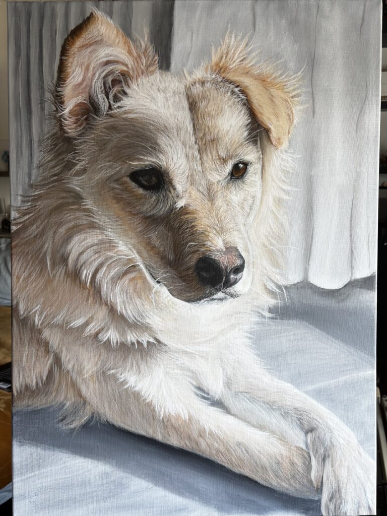 Dit is het eerste grote schilderij dat ik heb mogen maken. Het is een schilderij van Milan.